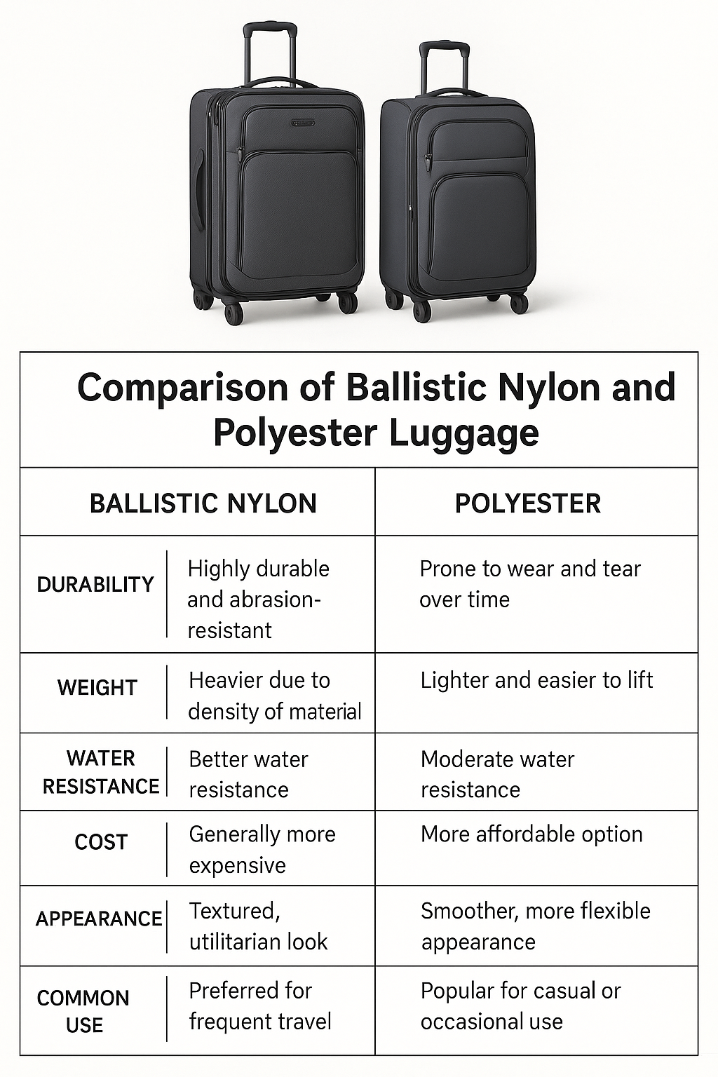 Tumi bag material comparison ballistic nylon leather canvas polyester