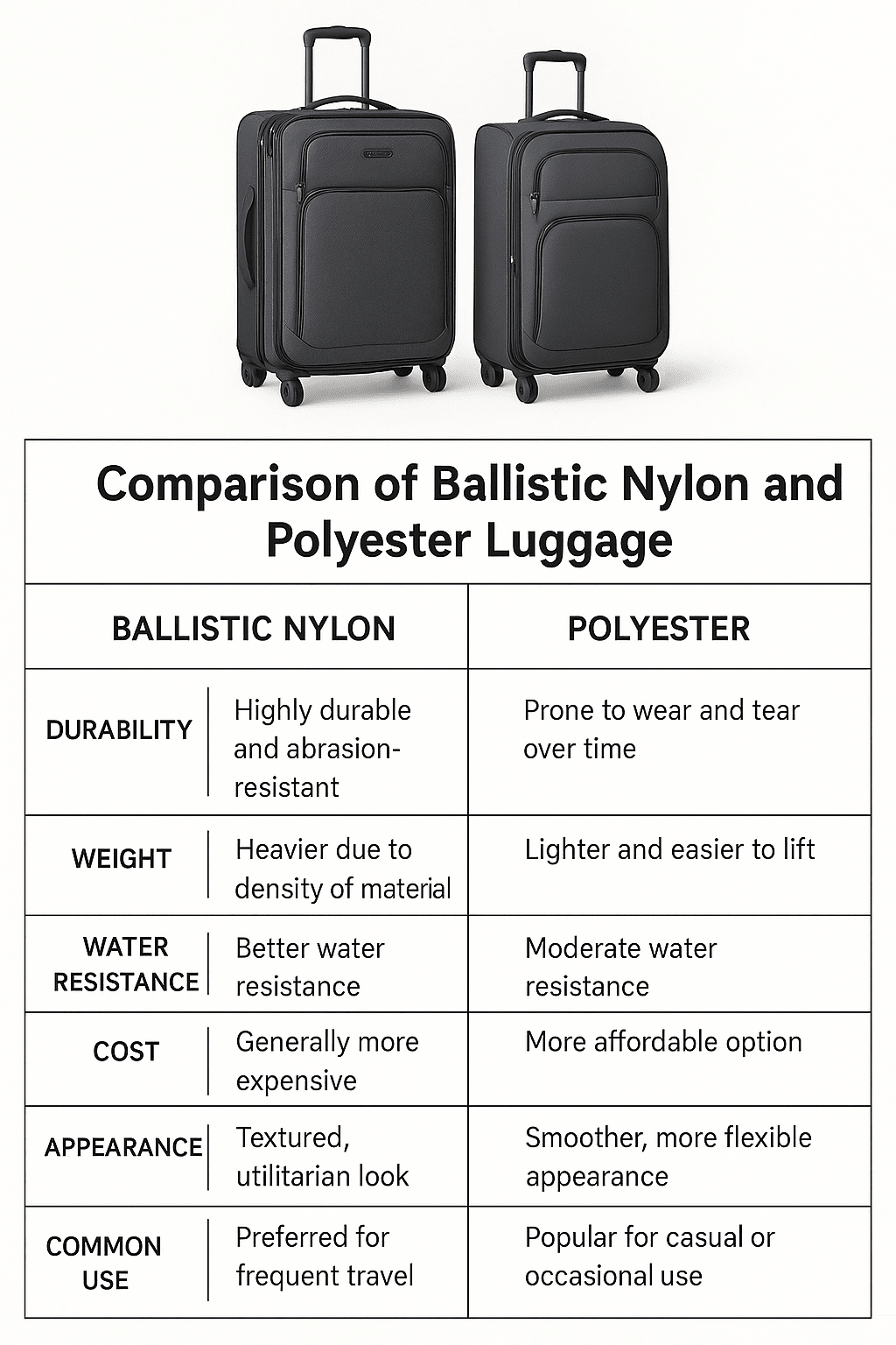 Ballistic Nylon vs Polyester Luggage: Which Material is Best for You? - AOTOS