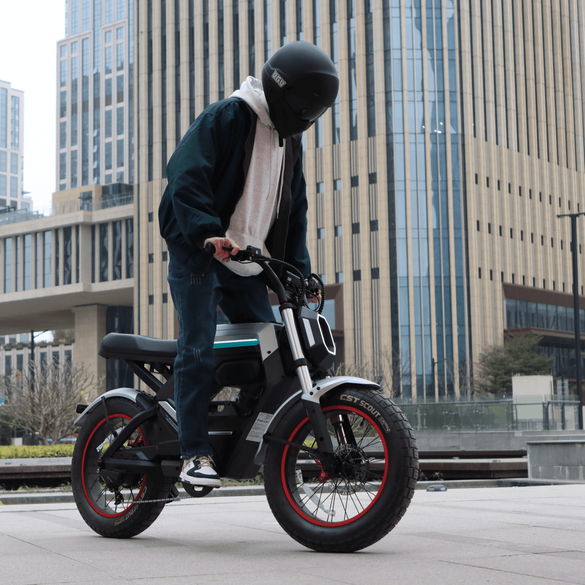 flux electric bicycle Leather with Mechanical Spring Chain Pure Cycles Flux - Electric
